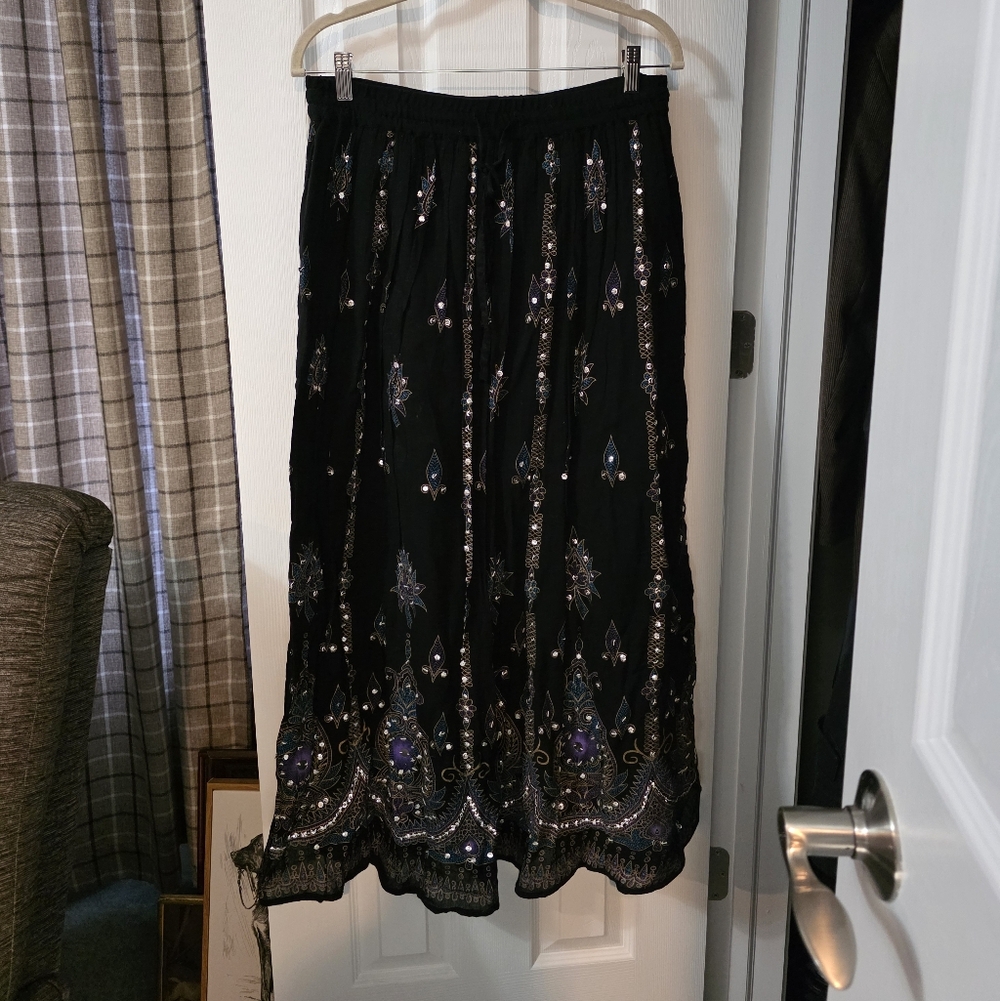 Bohemian Sequined Women's Maxi Flowy Skirt Boho Gypsy